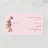 Haarstyliste blush roze typografie hair extension visitekaartje (Achterkant)