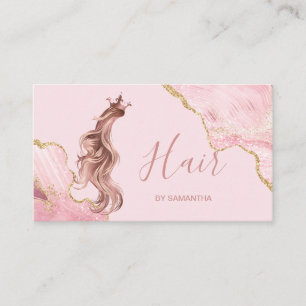 Haarstyliste blush roze typografie hair extension visitekaartje