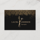 Haarstyliste Dripping Gold Glitter Schaar Visitekaartje (Voorkant)