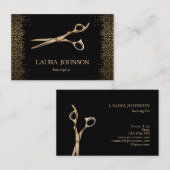 Haarstyliste Dripping Gold Glitter Schaar Visitekaartje (Voorkant / Achterkant)