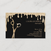 Haarstyliste Dripping Gold Glitter Schaar Visitekaartje (Achterkant)
