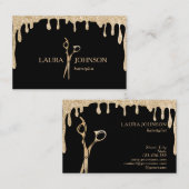 Haarstyliste Dripping Gold Glitter Schaar Visitekaartje (Voorkant / Achterkant)