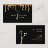 Haarstyliste Dripping Gold Glitter Schaar Visitekaartje (Voorkant / Achterkant)