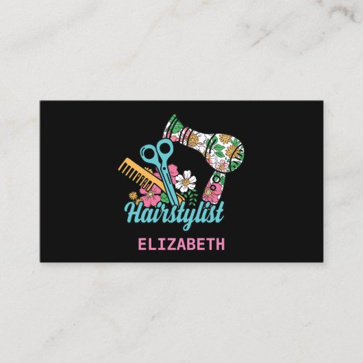 Haarstyliste Floral Visitekaartje (Voorkant)