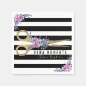 Haarstyliste Glitter Schaar Floral Gestreept Servet (Voorkant)