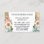 Haarstyliste in  Bloemen en Glitter Visitekaartje (Achterkant)