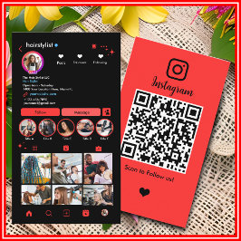 Haarstyliste Instagram rood | Scannen om QR aan te Visitekaartje