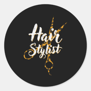 Haarstyliste Leopard Schaar Haarstylist Ronde Sticker