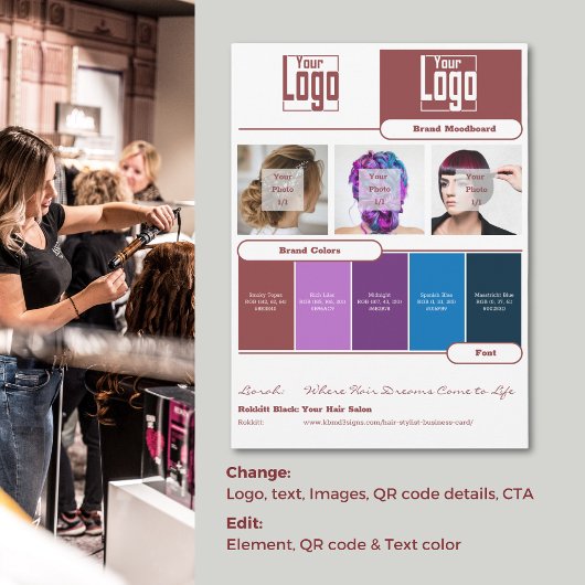 Haarstyliste Merk Moodboard Kaart - Merkidentiteit