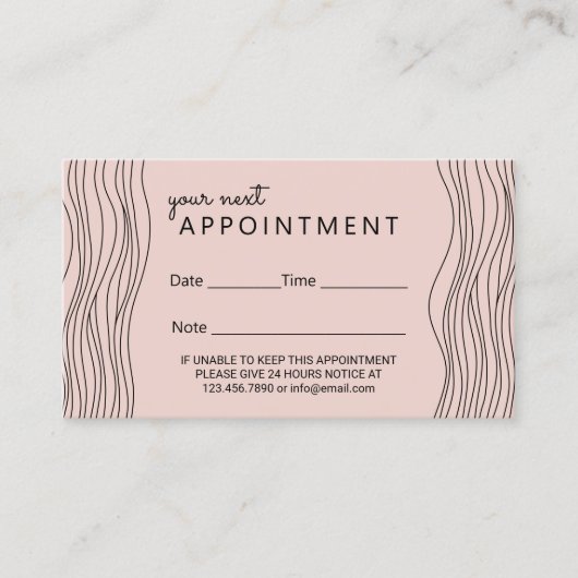 Haarstyliste Minimalistische Blush Salon Afspraak Afsprakenkaartje (Voorkant)