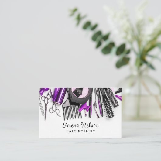 Haarstyliste Salon Kapper Gereedschap Beauty Visitekaartje (Staand voorkant)