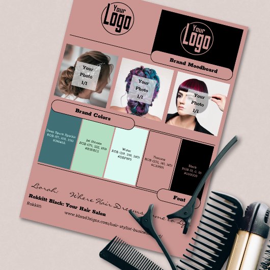 Haarstyliste Toscane Zwart Merk Mood Board Kaart