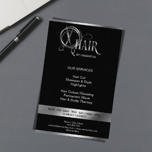 Haarstyliste zilveren typografie haar schaar door flyer