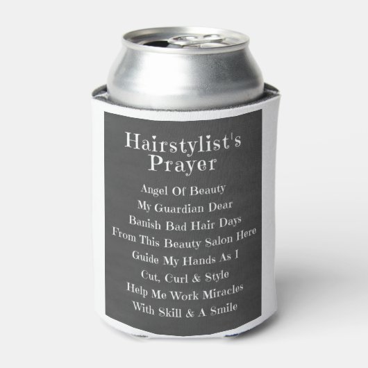 Haarstylist's gebeddenflesje blikjeskoeler (Blikje Voorkant)