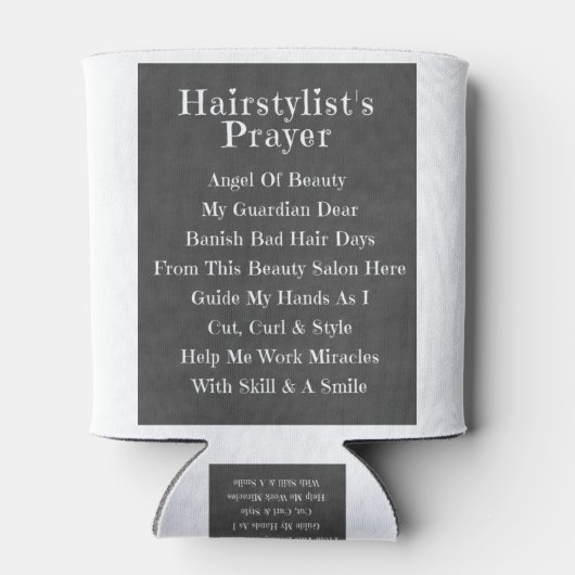 Haarstylist's gebeddenflesje blikjeskoeler (Achterkant)