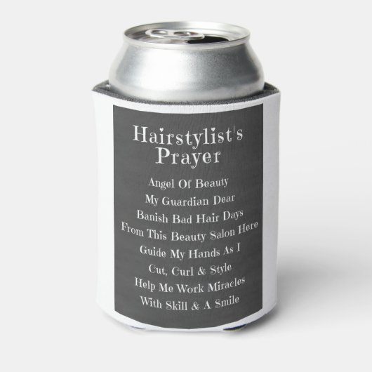 Haarstylist's gebeddenflesje blikjeskoeler (Blikje Achterkant)