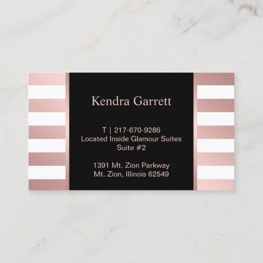 Haarstylschaar en haardroger Roos Gold Stripe Visitekaartje (Achterkant)