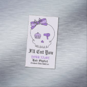 Haartoebehoren schedel (Boog detail Paars met teks Visitekaartje Magneet (Voorbeeld)