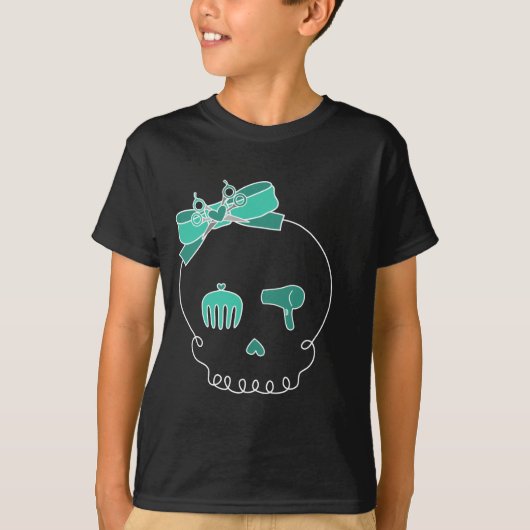 Haartoebehoren schedel (bow Detail - Turquoise) T-shirt (Voorkant)