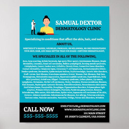 Haarverlies, dermatoloog, dermatoloog, klinische d poster (Voorkant)