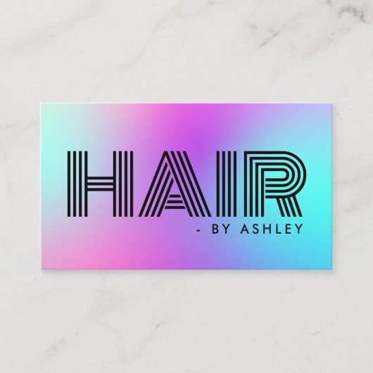 Haarverzorging Professioneel Modern Neon Roze & Bl Visitekaartje (Voorkant)