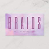 Haarvlechten QR Code & Logo Paarse Holografisch Visitekaartje (Voorkant)