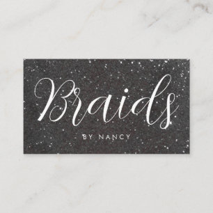 Haarvlechttypografie Black Glitter Sparkle Visitekaartje