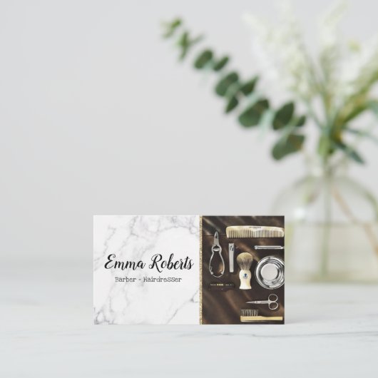 Haarwinkel Schaar Kapsalon Kapper Shop Visitekaartje (Staand voorkant)