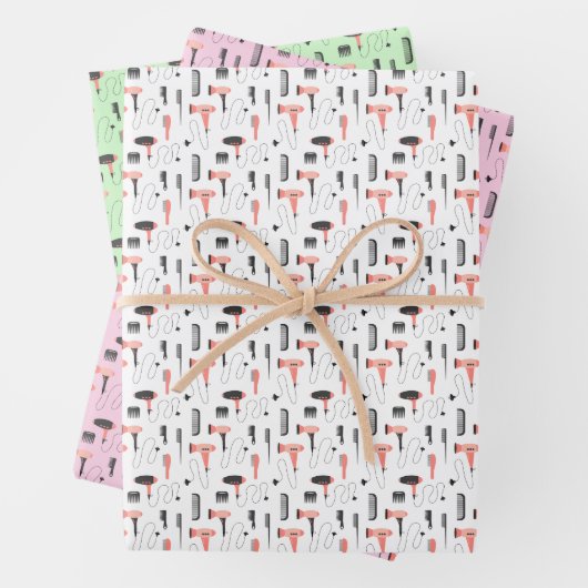 Haarzout, haar, stijllijst, laag droger, roze inpakpapier vel (In situ)