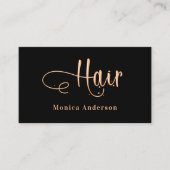 Haarzwart roos goudelegant QR-code Visitekaartje (Voorkant)