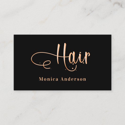 Haarzwart roos goudelegant QR-code Visitekaartje (Voorkant)