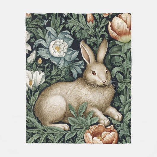 Haas en bloemen in de tuin art nouveau stijl fleece deken (Voorkant)