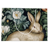 Haas en bloemen in de tuin art nouveau stijl groot cadeauzakje (Achterkant)