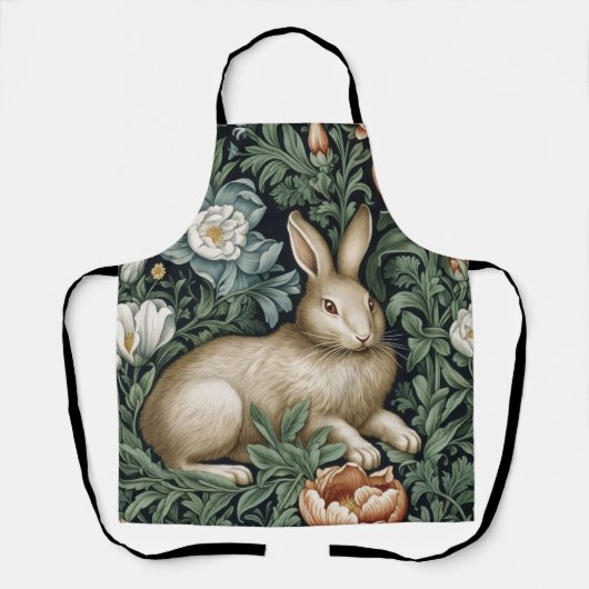 Haas en bloemen in de tuin art nouveau stijl schort (Voorkant)