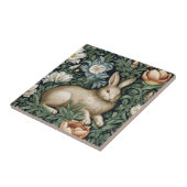 Haas en bloemen in de tuin art nouveau stijl tegeltje (Zijkant)