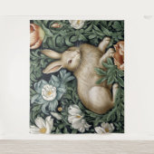 Haas en bloemen in de tuin art nouveau stijl wandkleed (Voorkant)