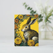 Haas en goudsbloemen briefkaart (Staand voorkant)