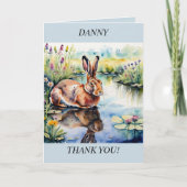 Haas gereflecteerd in water. Vredig bedankje Feestdagen Kaart (Voorkant)