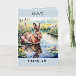 Haas gereflecteerd in water. Vredig bedankje Feestdagen Kaart