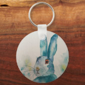 Haas Konijn Aquarel Blauw    Sleutelhanger (Voorkant)