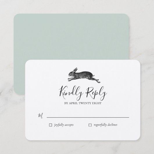 haas konijn bruiloft RSVP-kaart Kaart (Voorkant / Achterkant)