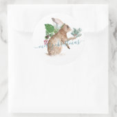 Haas konijn gekleed voor Kerstmis Ronde Sticker (Tas)