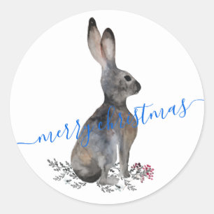 Haas Konijn Vrolijk Kerstfeest Ronde Sticker