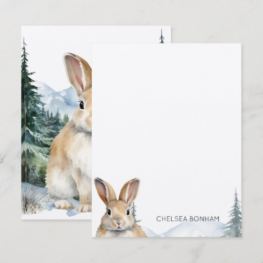 Haas konijntje in een bos Waterverf Notitiekaartje (Voorkant / Achterkant)