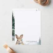 Haas konijntje in een bos Waterverf Notitiekaartje (Voorkant / Achterkant in situ)