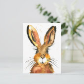 Haas waterverf dier schattig konijn Bruin Briefkaart (Staand voorkant)