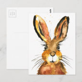 Haas waterverf dier schattig konijn Bruin Briefkaart (Voorkant / Achterkant)