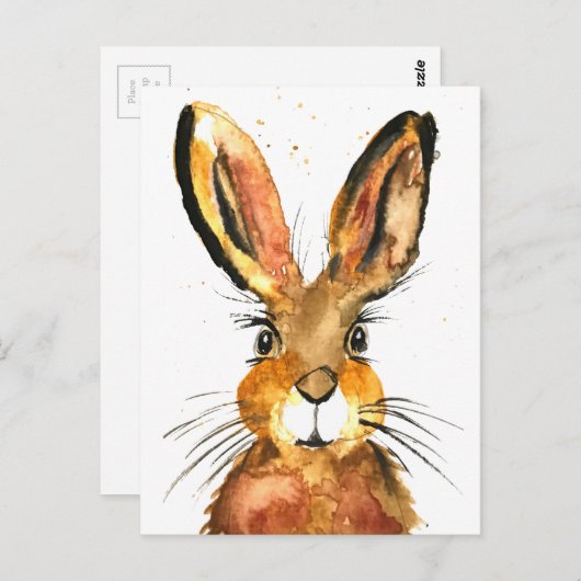 Haas waterverf dier schattig konijn Bruin Briefkaart (Voorkant / Achterkant)