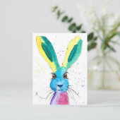 Haas waterverf dier schattig konijn Kleurrijk Briefkaart (Staand voorkant)