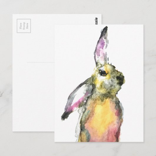 Haas waterverf dier schattig konijn Kleurrijk Briefkaart (Voorkant / Achterkant)